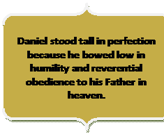 Double Brace: Daniel stood tall in perfection because he bowed low in humility and reverential obedience to his Father in heaven.